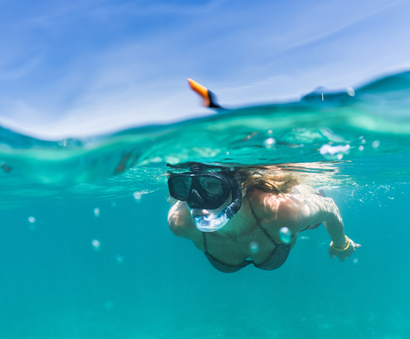 lady snorkelling in the ocean