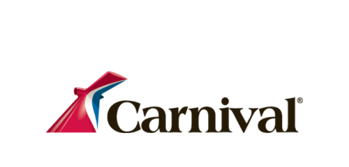 Carnival Cruise Line logo featuring a stylized ship funnel in red, blue, and white, with the word 