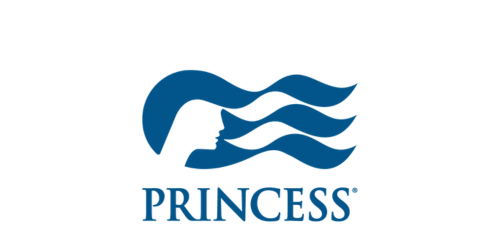 Logo of Princess Cruises featuring a stylized profile of a woman's face amid flowing blue waves.