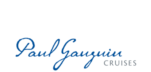 Logo for Paul Gauguin Cruises, featuring elegant blue script text on a white background.