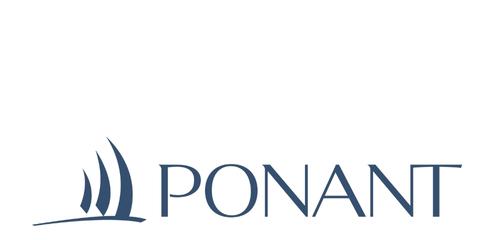 Logo of Ponant, featuring stylized sails and the word 