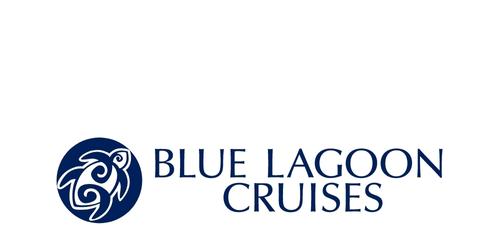 Logo for Blue Lagoon Cruises featuring a stylized turtle design, displaying the company name in a bold, elegant font.