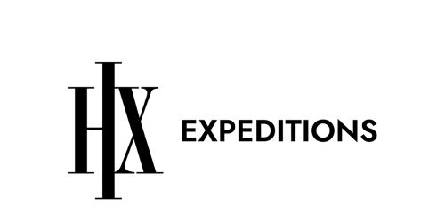 Logo of HX Expeditions, featuring bold, stylized letters 