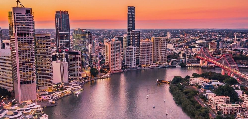 Brisbane Aerial Shot at Dusk