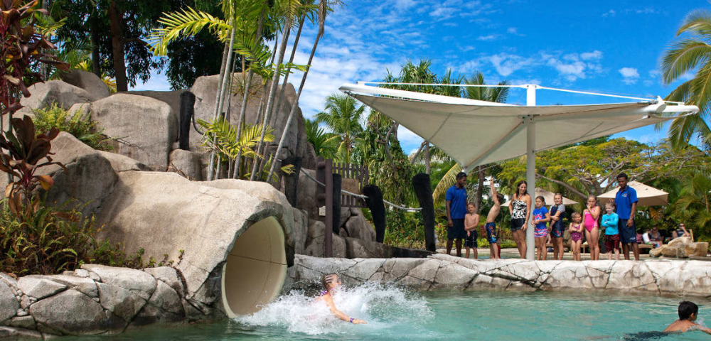 my-fiji-the-kids-pool-waterslide-at-sunset-at-Radisson-Blu-Resort-Fiji-Denarau-Island