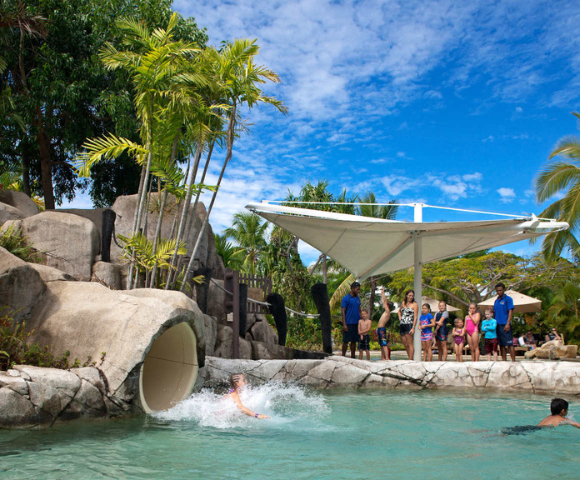 my-fiji-the-kids-pool-waterslide-at-sunset-at-Radisson-Blu-Resort-Fiji-Denarau-Island