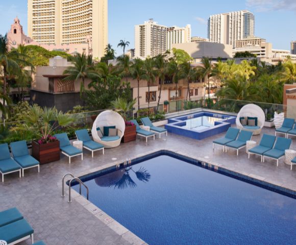 Pool Aerial view at Outrigger Waikiki Beachcomber Hotel in Hawaii