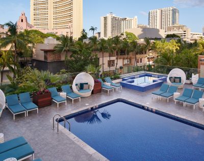 Pool Aerial view at Outrigger Waikiki Beachcomber Hotel in Hawaii