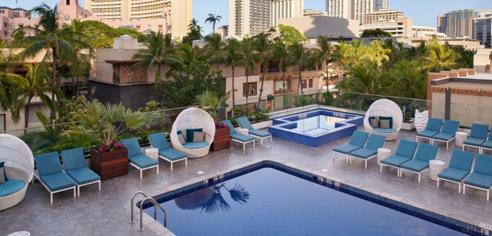 Pool Aerial view at Outrigger Waikiki Beachcomber Hotel in Hawaii