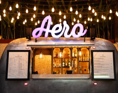 Mobile bar with neon 