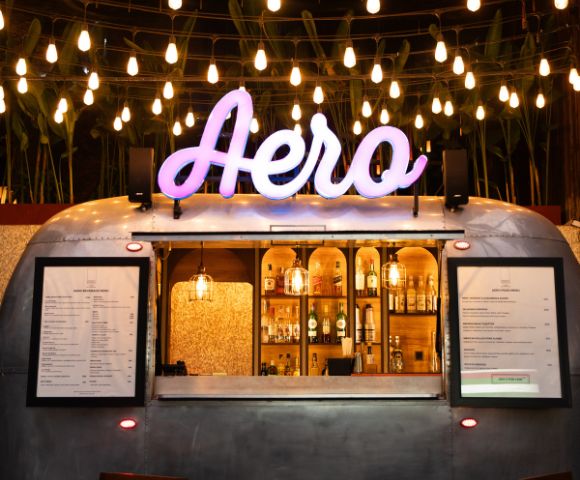 Mobile bar with neon 