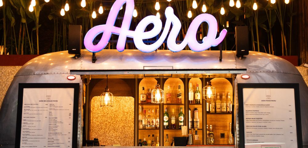 Mobile bar with neon 