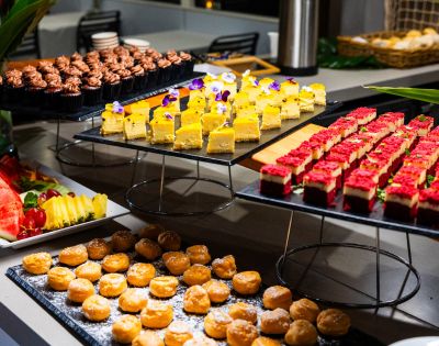 Food and sweet treats on the seaworld cruise buffet table