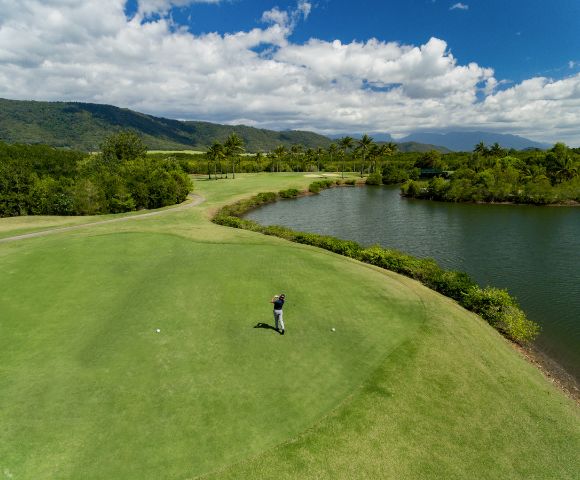 Aerial view of Mirage country club's golf course.