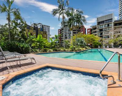 25-metre heated swimming pool located at The Docks residential complex