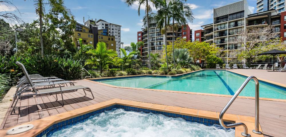 25-metre heated swimming pool located at The Docks residential complex