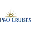 Logo for P&O Cruises featuring a stylized gold sunburst above the text 