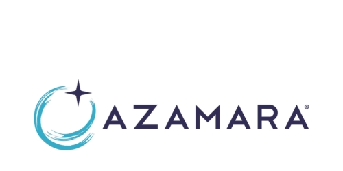 Logo of Azamara features a stylized turquoise swirl and star next to the word 