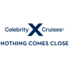 Blue text reads “Celebrity X Cruises” with motto “Nothing Comes Close” below, conveying luxury and exclusivity.