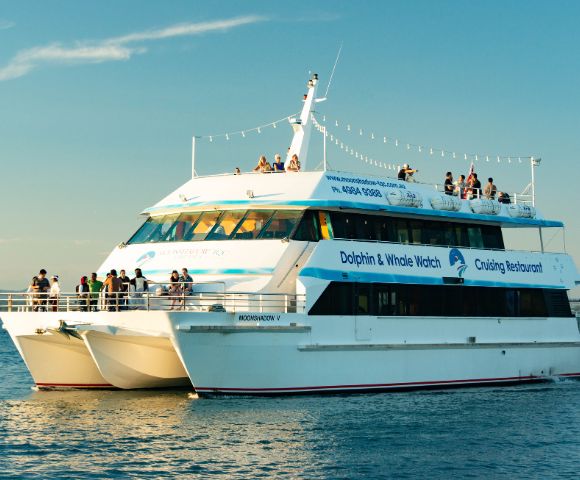 A large white ferry with 