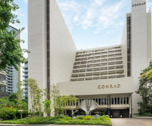 Tall, modern hotel building with 