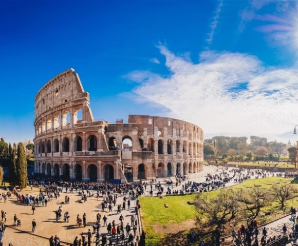 The ancient Colosseum, one of Rome's most famous landmarks