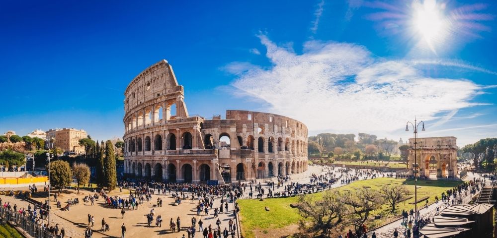 The ancient Colosseum, one of Rome's most famous landmarks