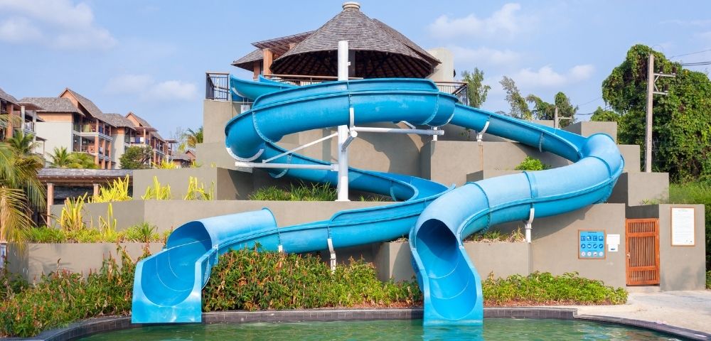 Family-friendly water park with multiple slides, pools, and play attractions