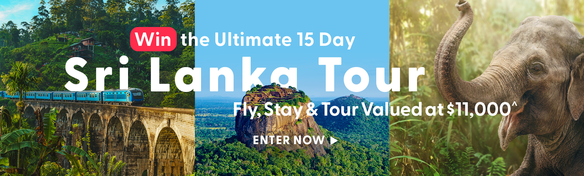 Win a 15-day Sri Lanka tour. Text reads 
