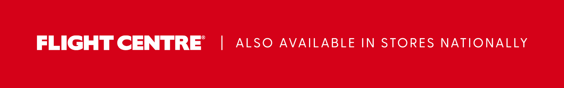 The Flight Centre logo in white text on a solid red background, followed by a vertical separator and the text 
