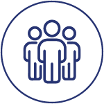Icon of three people within a circular border.