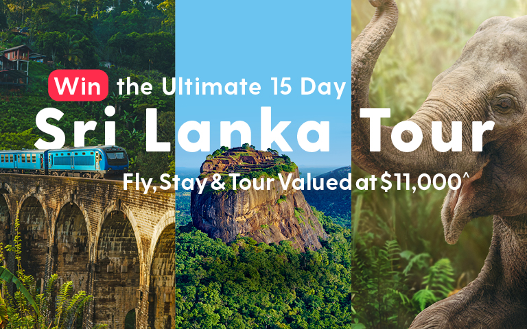 Win a 15-day Sri Lanka tour. Text reads 